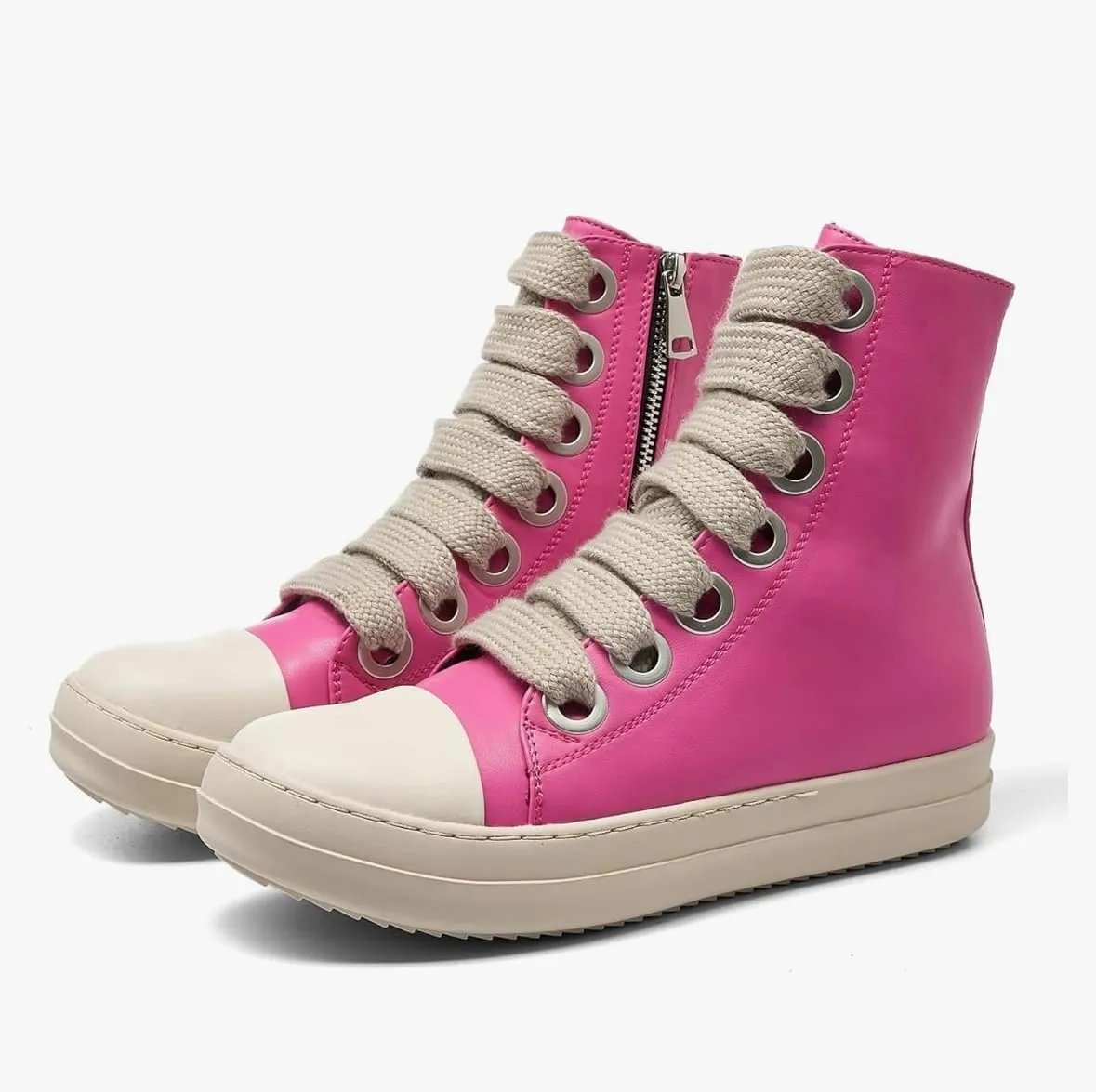 Trendy High Top Platform Sneakers for Women Breathable PU Leather Trainer Sneakers, Comfortable, Lighweight and Stylish. Sizes 6-13.