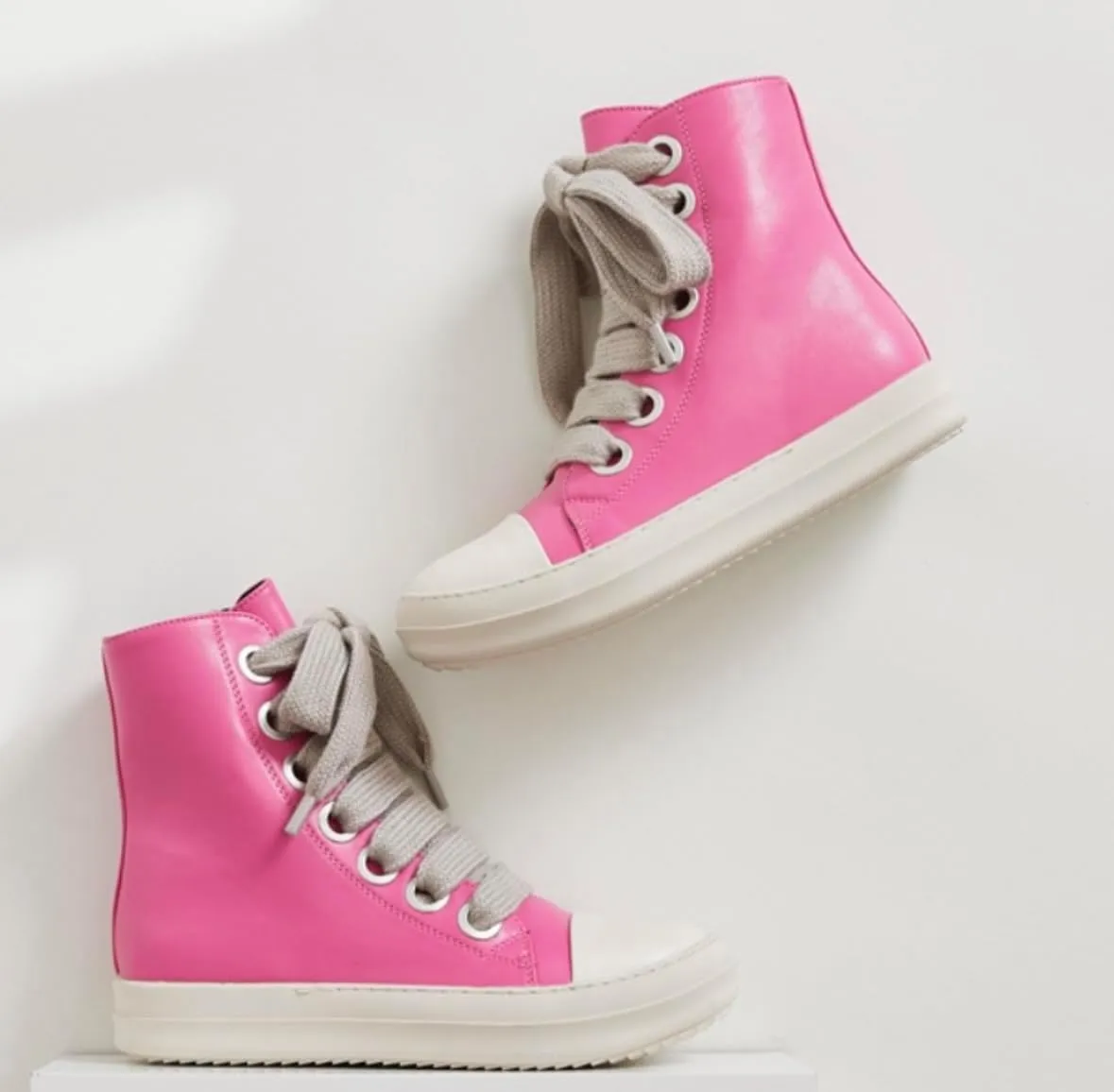 Trendy High Top Platform Sneakers for Women Breathable PU Leather Trainer Sneakers, Comfortable, Lighweight and Stylish. Sizes 6-13.