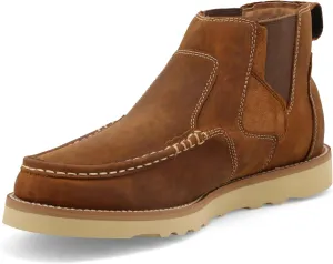 Twisted X Men's 4" Chelsea Wedge Sole Boot, Moc Toe, Oiled Saddle, 9.5 W