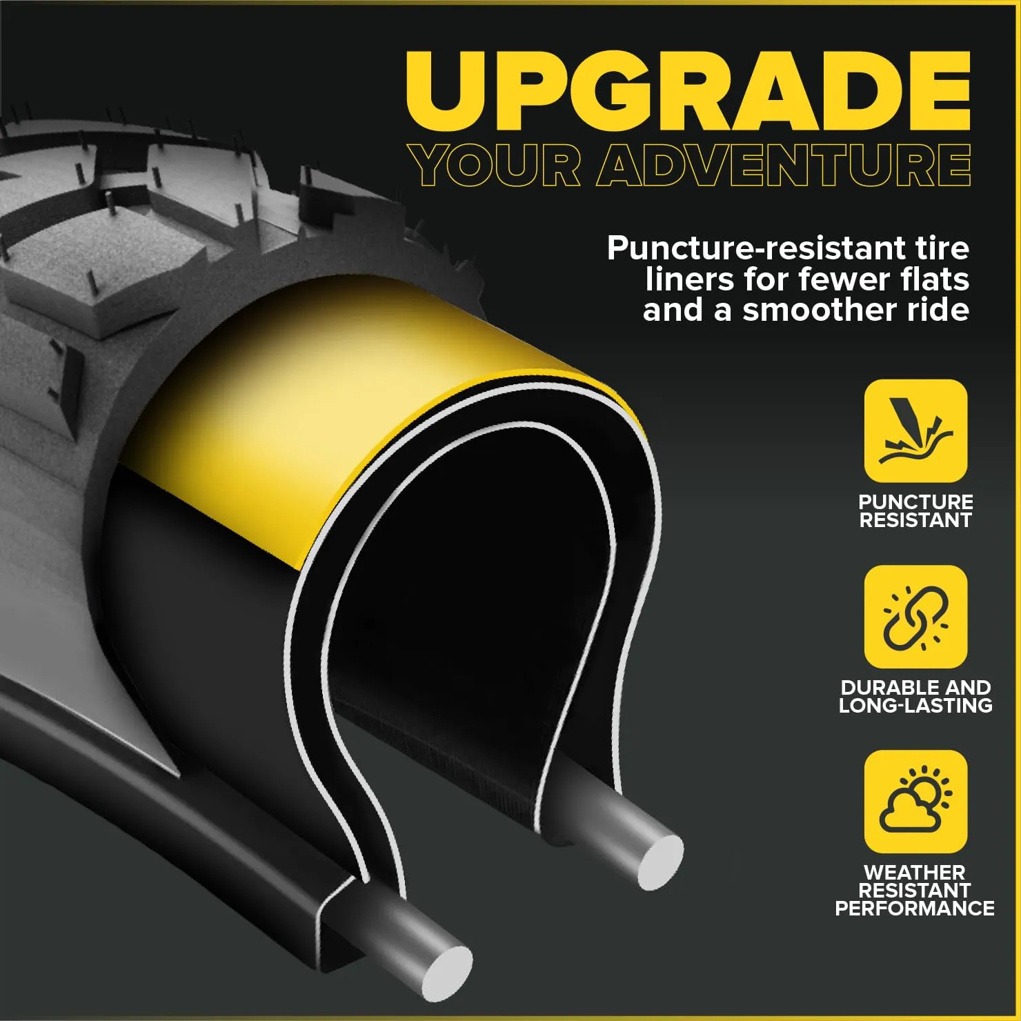 Ultraverse Fat Tire Liners Tube Protection Against Flats, 20, 24 and 26 inch x 3.0 tire Size, Durable Extruded Plastic Shield for Puncture Free Bike Rides – 2 Pack