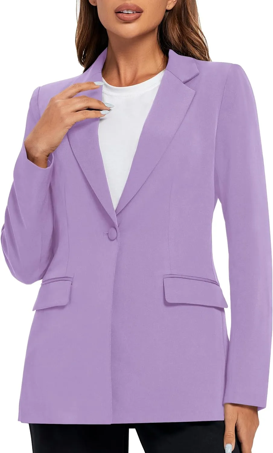 Urban CoCo Women's Casual Blazers Open Front Lapel Button Long Sleeve Office Work Suit Jacket