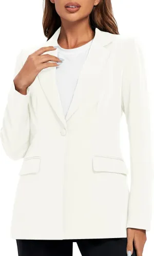 Urban CoCo Women's Casual Blazers Open Front Lapel Button Long Sleeve Office Work Suit Jacket