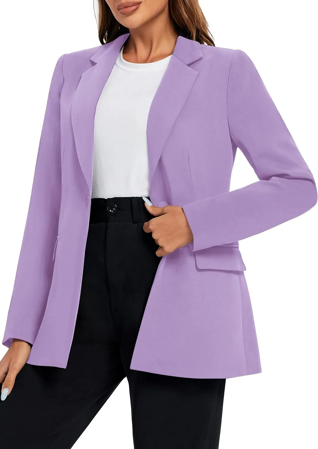 Urban CoCo Women's Casual Blazers Open Front Lapel Button Long Sleeve Office Work Suit Jacket