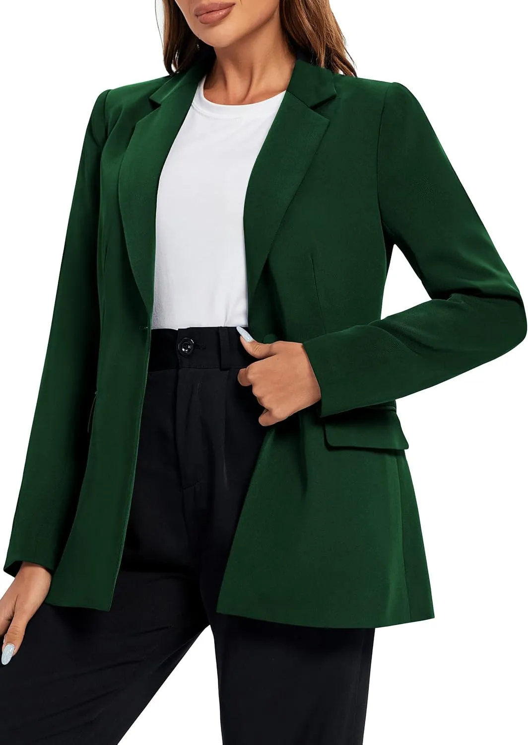 Urban CoCo Women's Casual Blazers Open Front Lapel Button Long Sleeve Office Work Suit Jacket