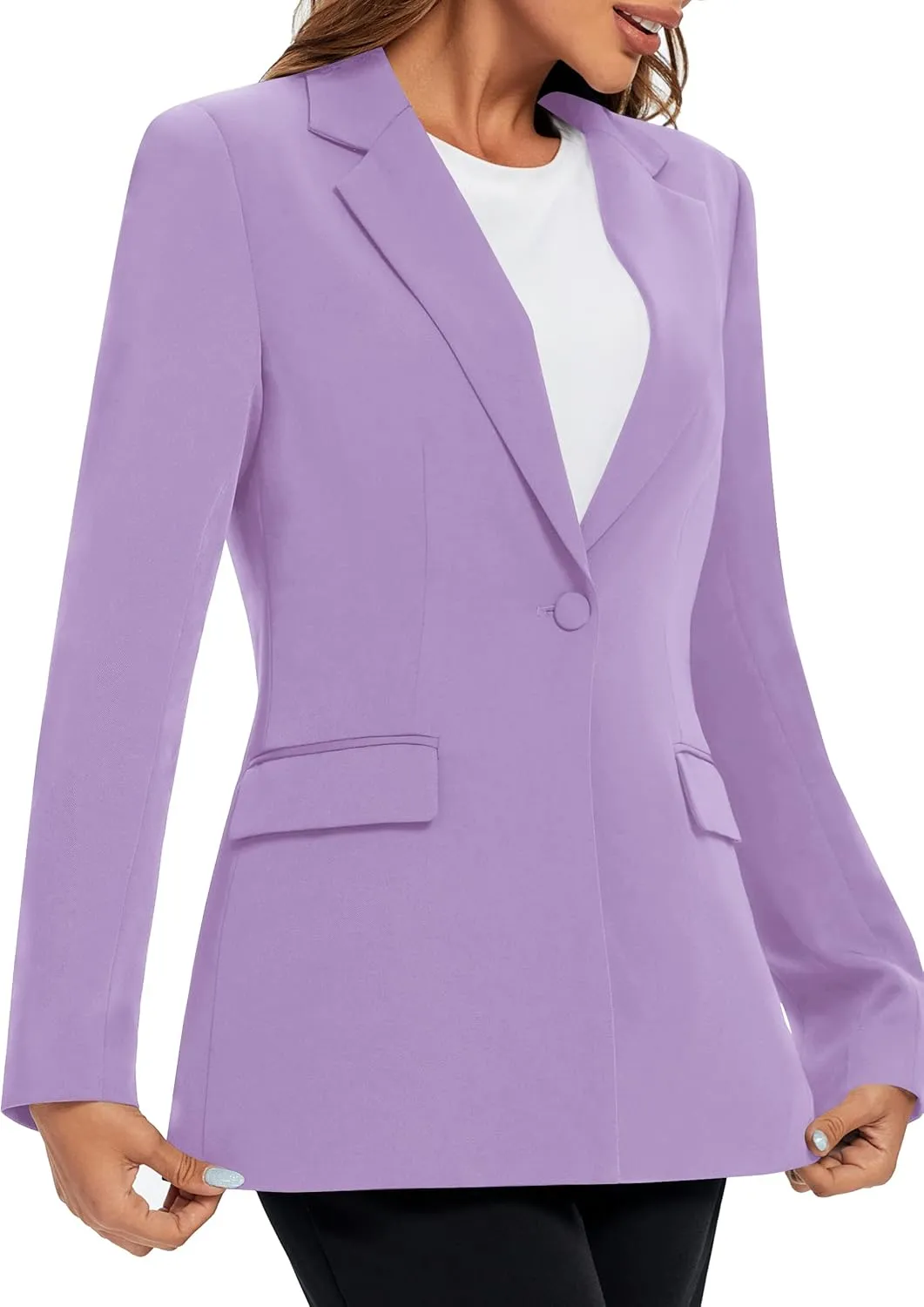 Urban CoCo Women's Casual Blazers Open Front Lapel Button Long Sleeve Office Work Suit Jacket