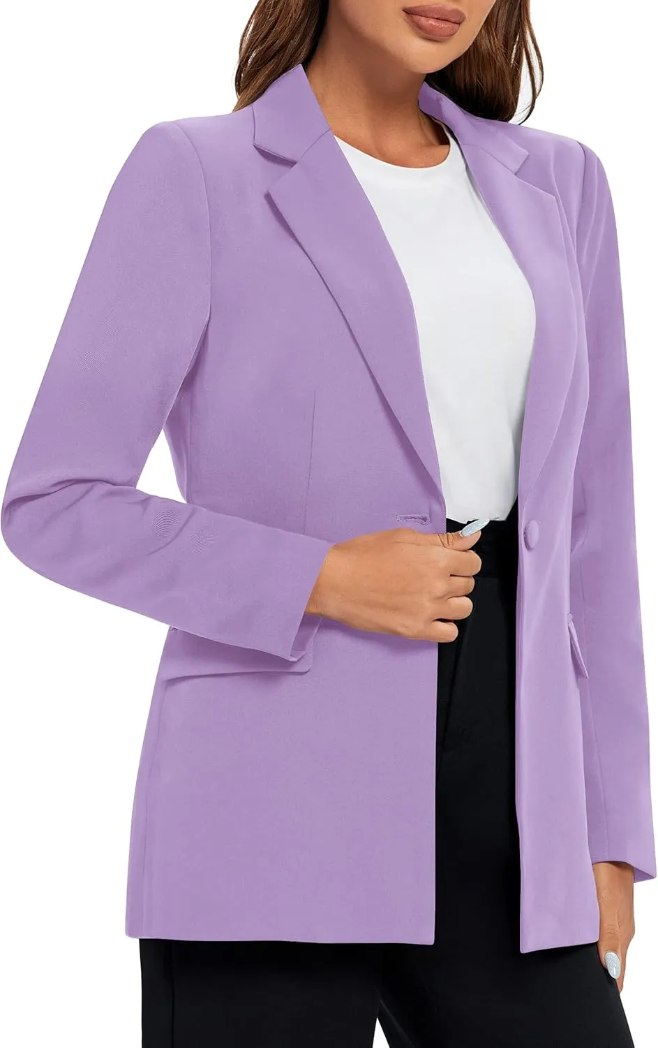 Urban CoCo Women's Casual Blazers Open Front Lapel Button Long Sleeve Office Work Suit Jacket