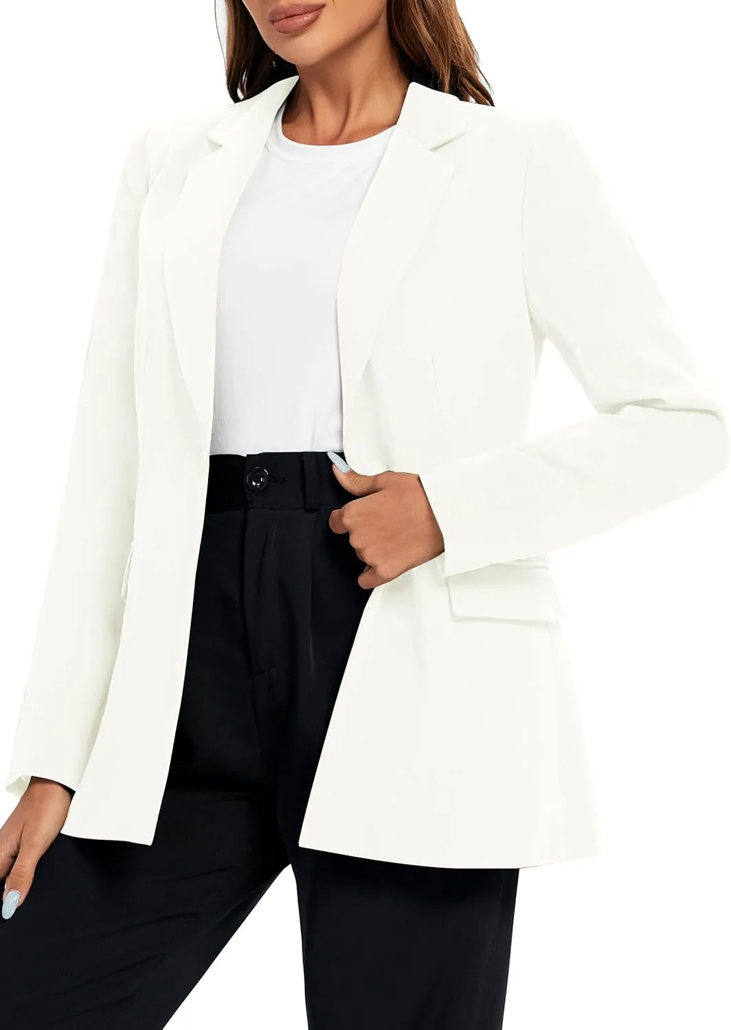 Urban CoCo Women's Casual Blazers Open Front Lapel Button Long Sleeve Office Work Suit Jacket