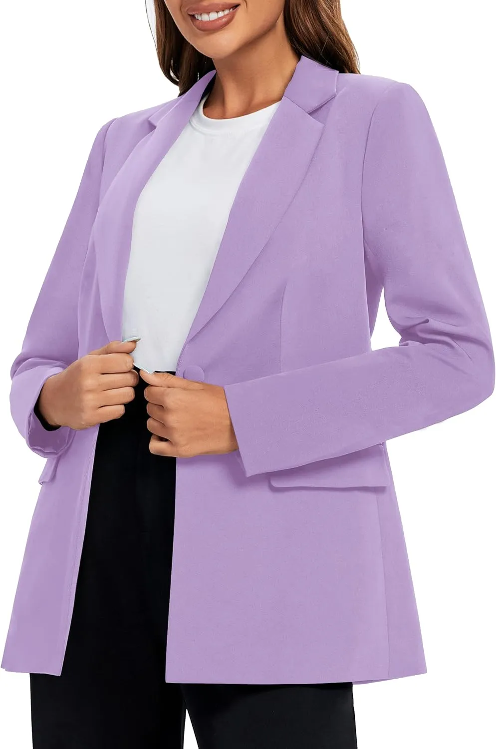 Urban CoCo Women's Casual Blazers Open Front Lapel Button Long Sleeve Office Work Suit Jacket