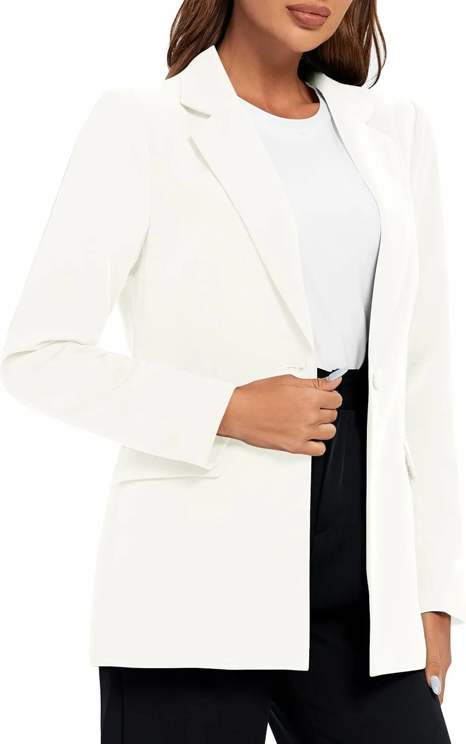 Urban CoCo Women's Casual Blazers Open Front Lapel Button Long Sleeve Office Work Suit Jacket