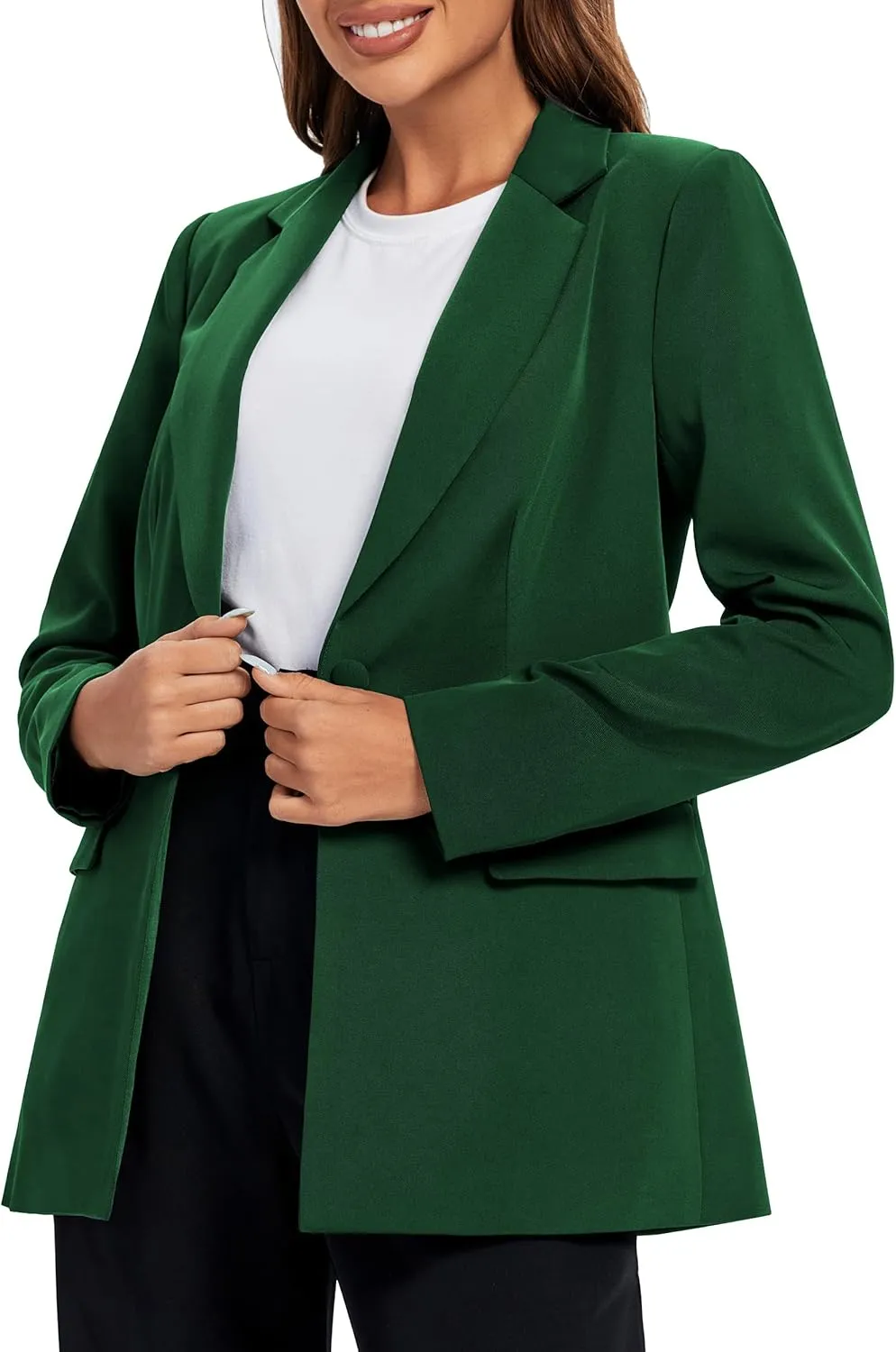 Urban CoCo Women's Casual Blazers Open Front Lapel Button Long Sleeve Office Work Suit Jacket