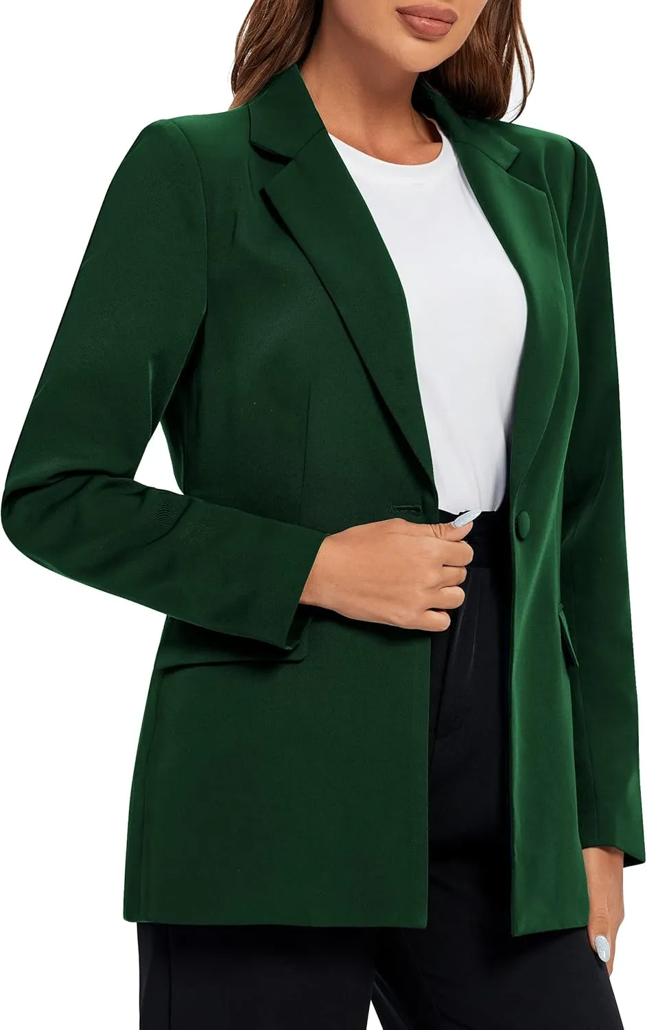 Urban CoCo Women's Casual Blazers Open Front Lapel Button Long Sleeve Office Work Suit Jacket