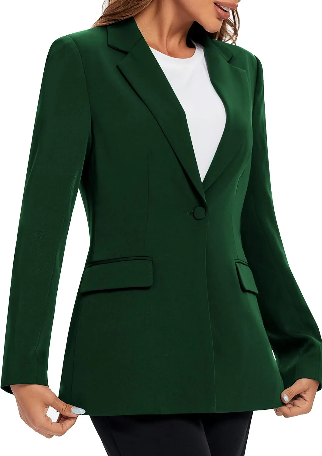 Urban CoCo Women's Casual Blazers Open Front Lapel Button Long Sleeve Office Work Suit Jacket