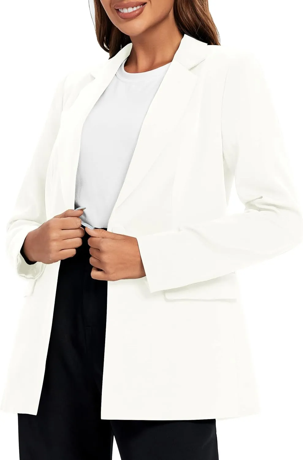 Urban CoCo Women's Casual Blazers Open Front Lapel Button Long Sleeve Office Work Suit Jacket