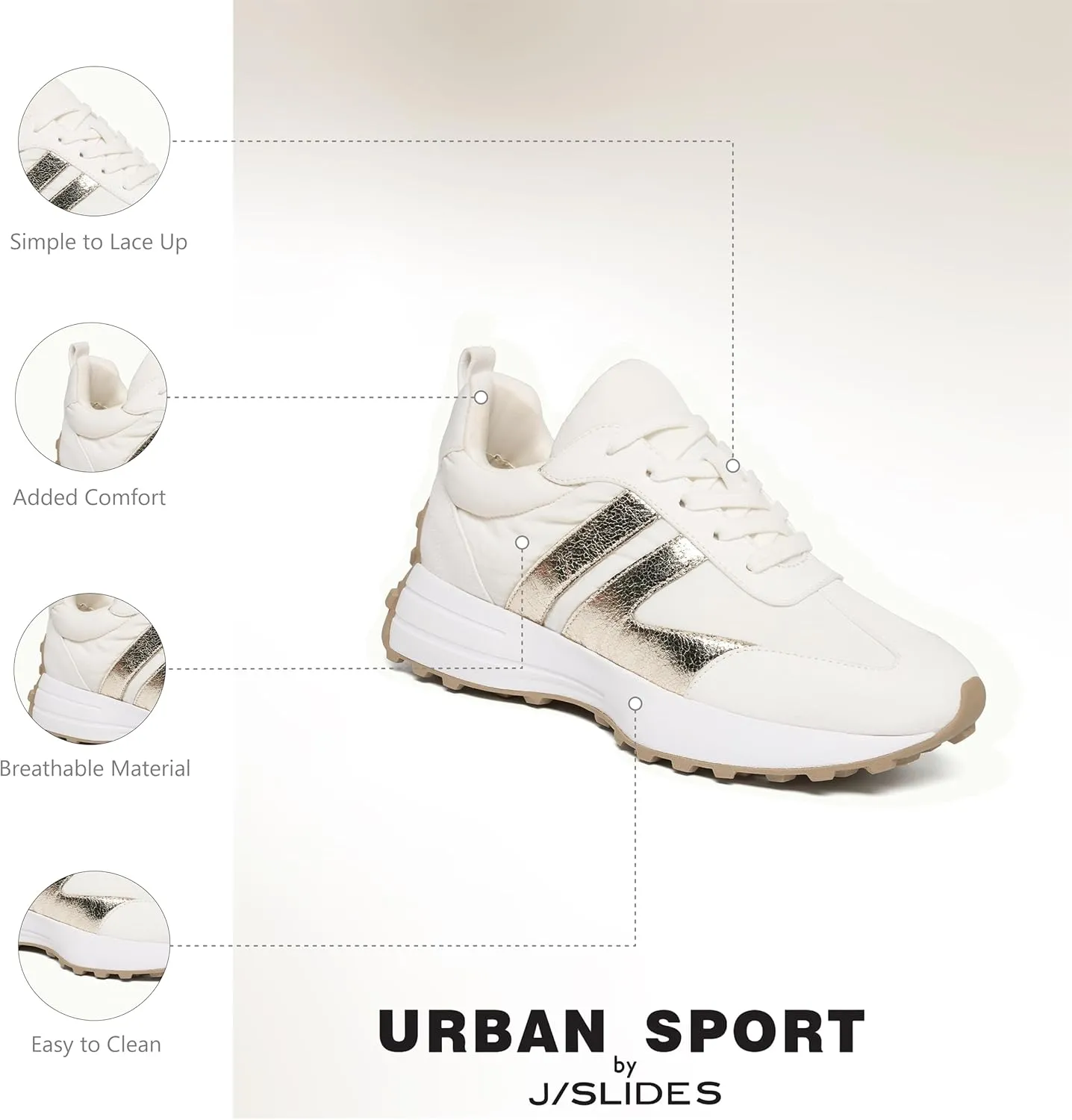 Urban Sport by J/Slides JRDN-Jolie Women's Casual Sneaker | Comfortable Running & Walking Shoes for Women | Stylish Footwear
