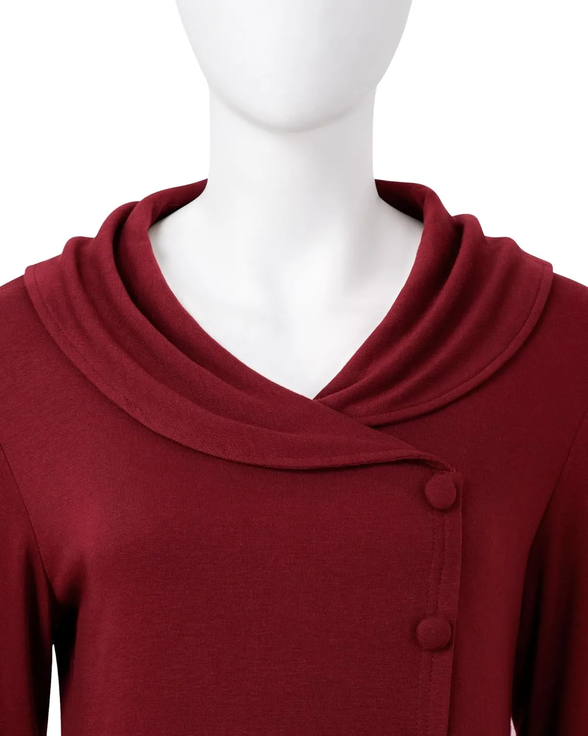 VALOLIA Womens Long Sleeve Tops Fall Winter Buttons Side Tulip Hem Lapel Pullover Sweatshirt