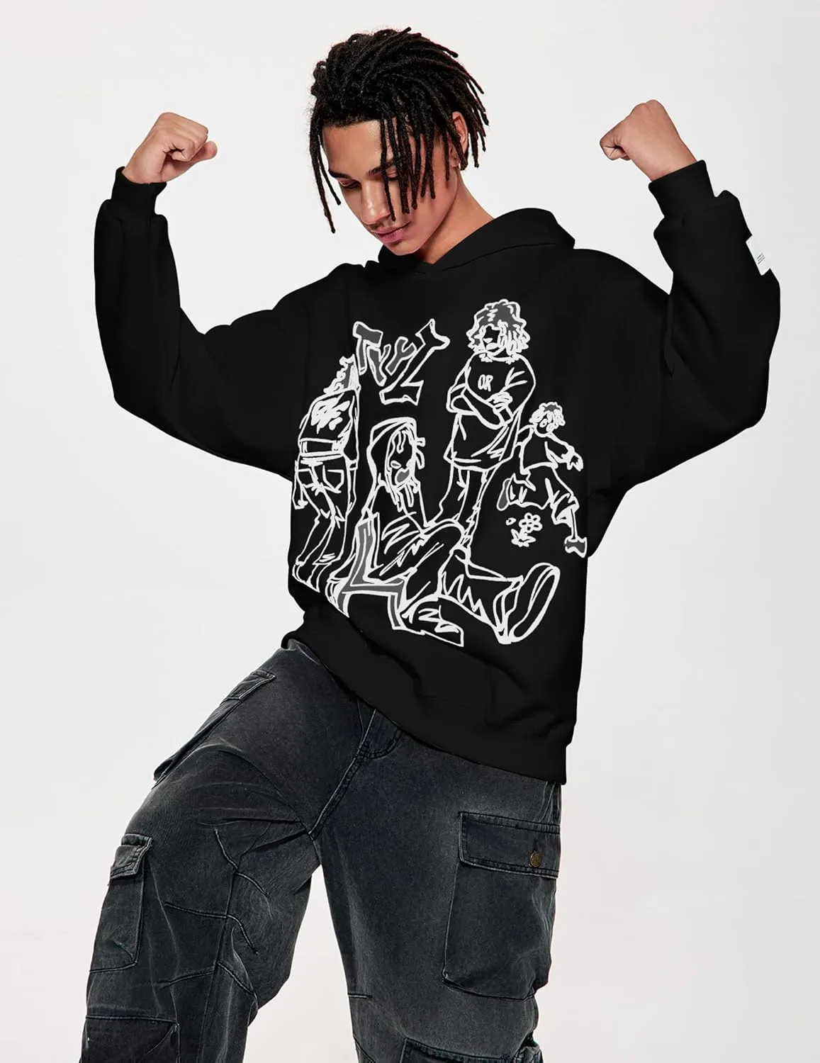 Vamtac Mens Graphic Hoodies Y2k Cute Pullover Oversized Fashion Streetwear Casual Hooded Sweatshirt Unisex Tops