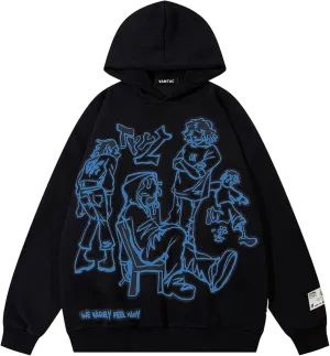 Vamtac Mens Graphic Hoodies Y2k Cute Pullover Oversized Fashion Streetwear Casual Hooded Sweatshirt Unisex Tops