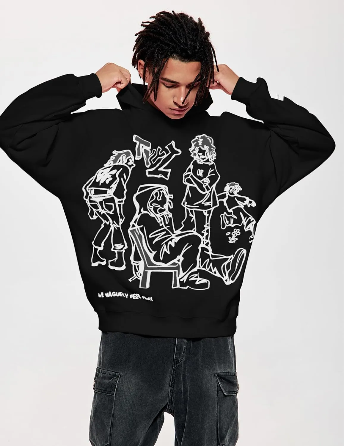 Vamtac Mens Graphic Hoodies Y2k Cute Pullover Oversized Fashion Streetwear Casual Hooded Sweatshirt Unisex Tops