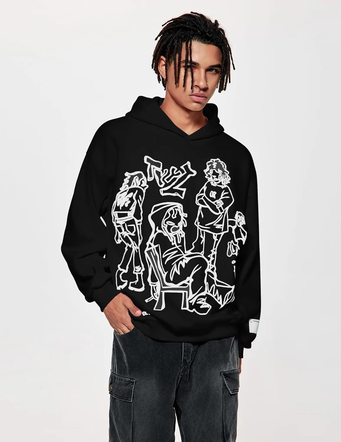 Vamtac Mens Graphic Hoodies Y2k Cute Pullover Oversized Fashion Streetwear Casual Hooded Sweatshirt Unisex Tops