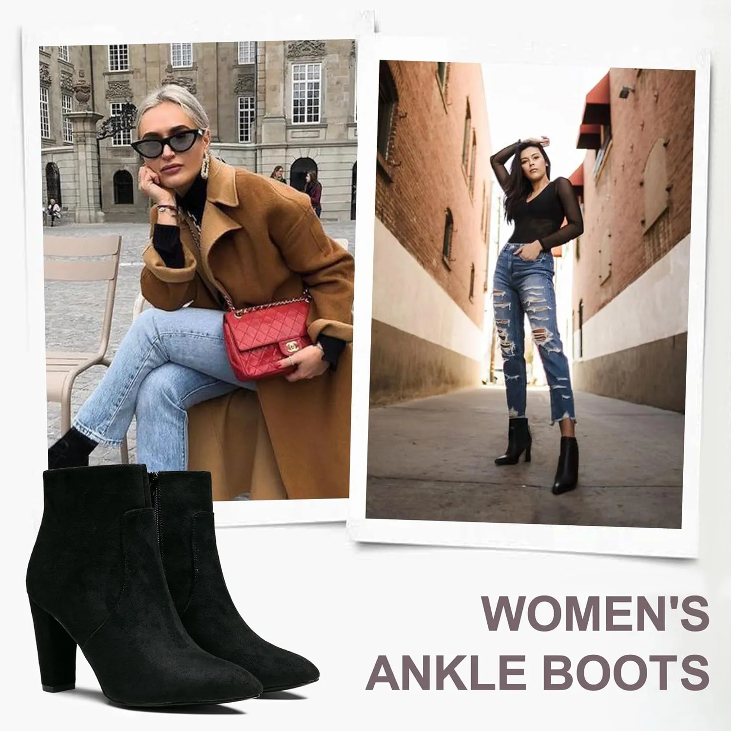 Vepose Women's 9633 Ankle Boots Fashion Stiletto High Heel Booties Dress Point Toe Boot