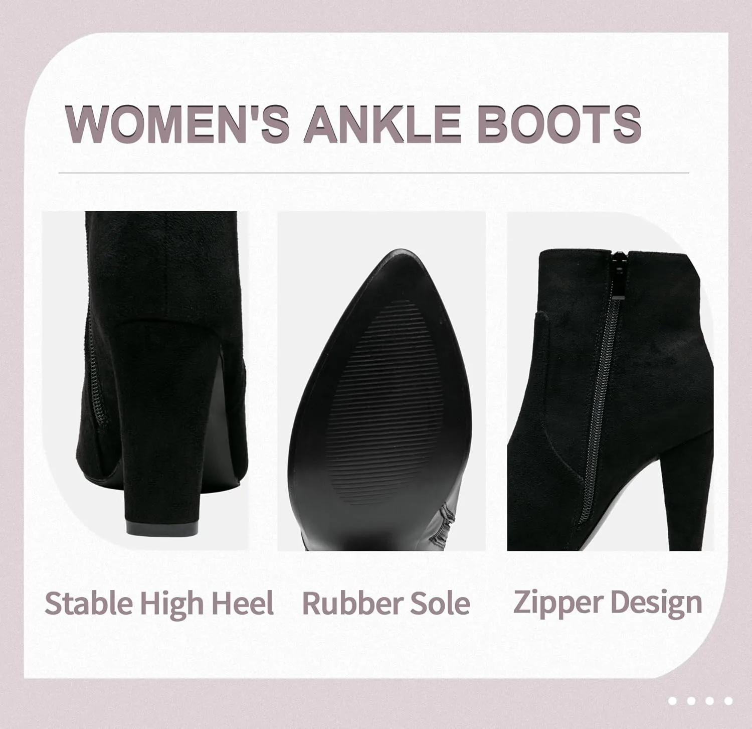Vepose Women's 9633 Ankle Boots Fashion Stiletto High Heel Booties Dress Point Toe Boot