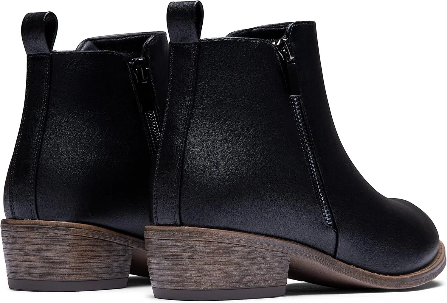 Vepose Women's Ankle Boots Low Heel Casual Boot Round Toe Zipper Booties for Women