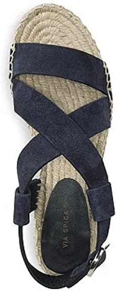 VIA SPIGA Womens V-Gia Leather Strappy Espadrilles Navy 7 Medium (B,M)
