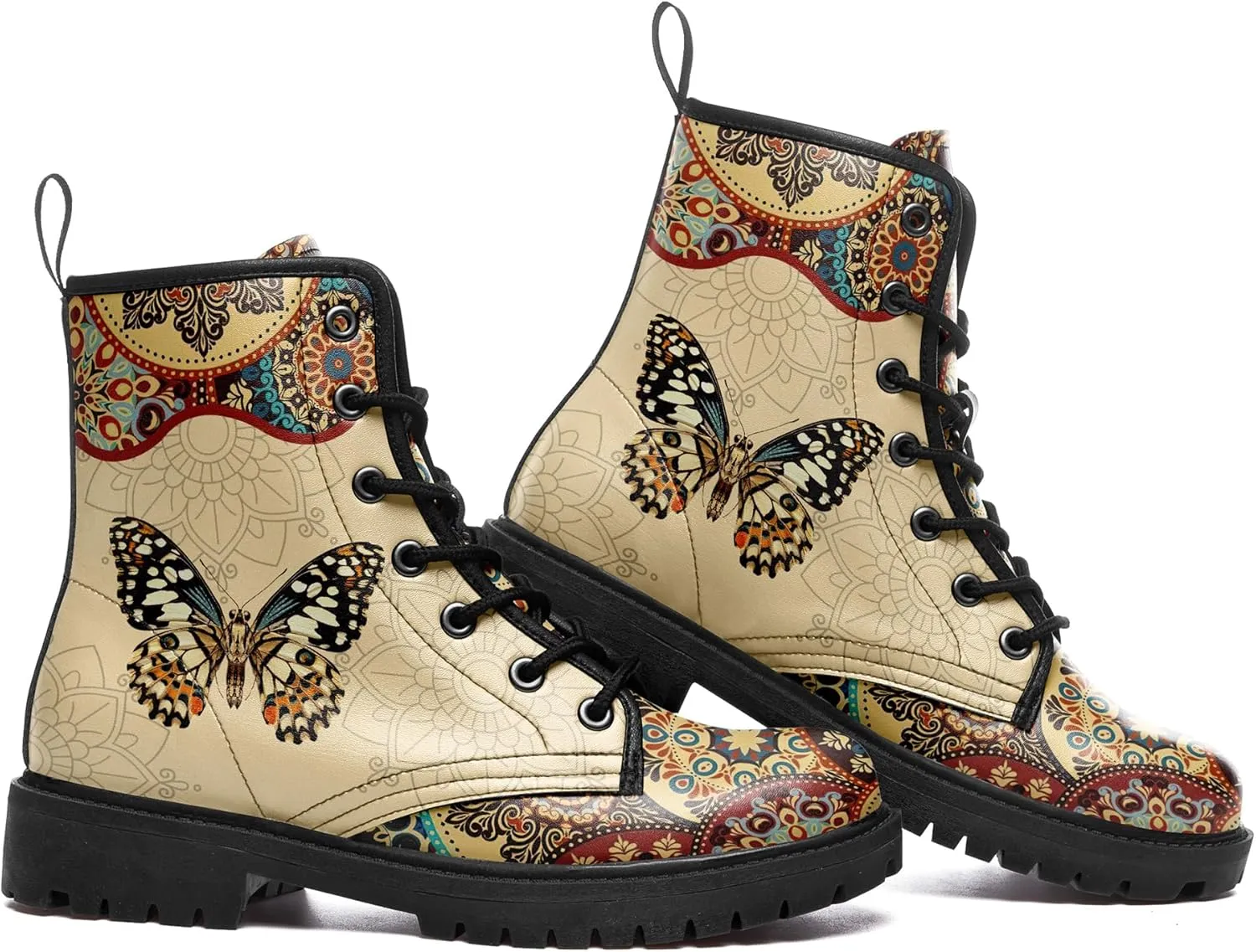 Vintage Bohemian Combat Boots Comfortable High-Top Ankle Booties for Women Men Fashion Casual Festival Winter Footwear