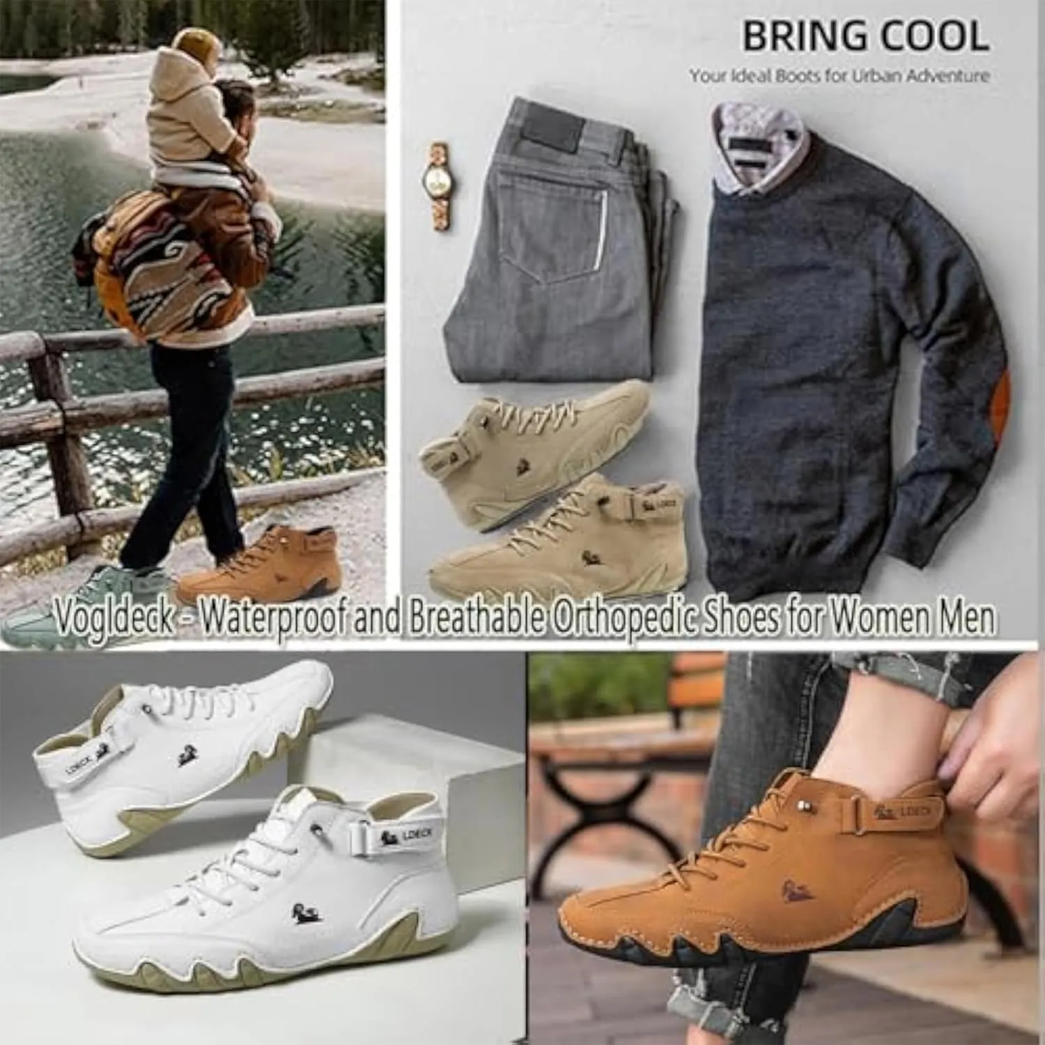 Vogany Shoes Orthopedic Sneakers for Women,Waterproof and Breathable Unisex Outdoor Arch Support Hiking and Walking Shoes