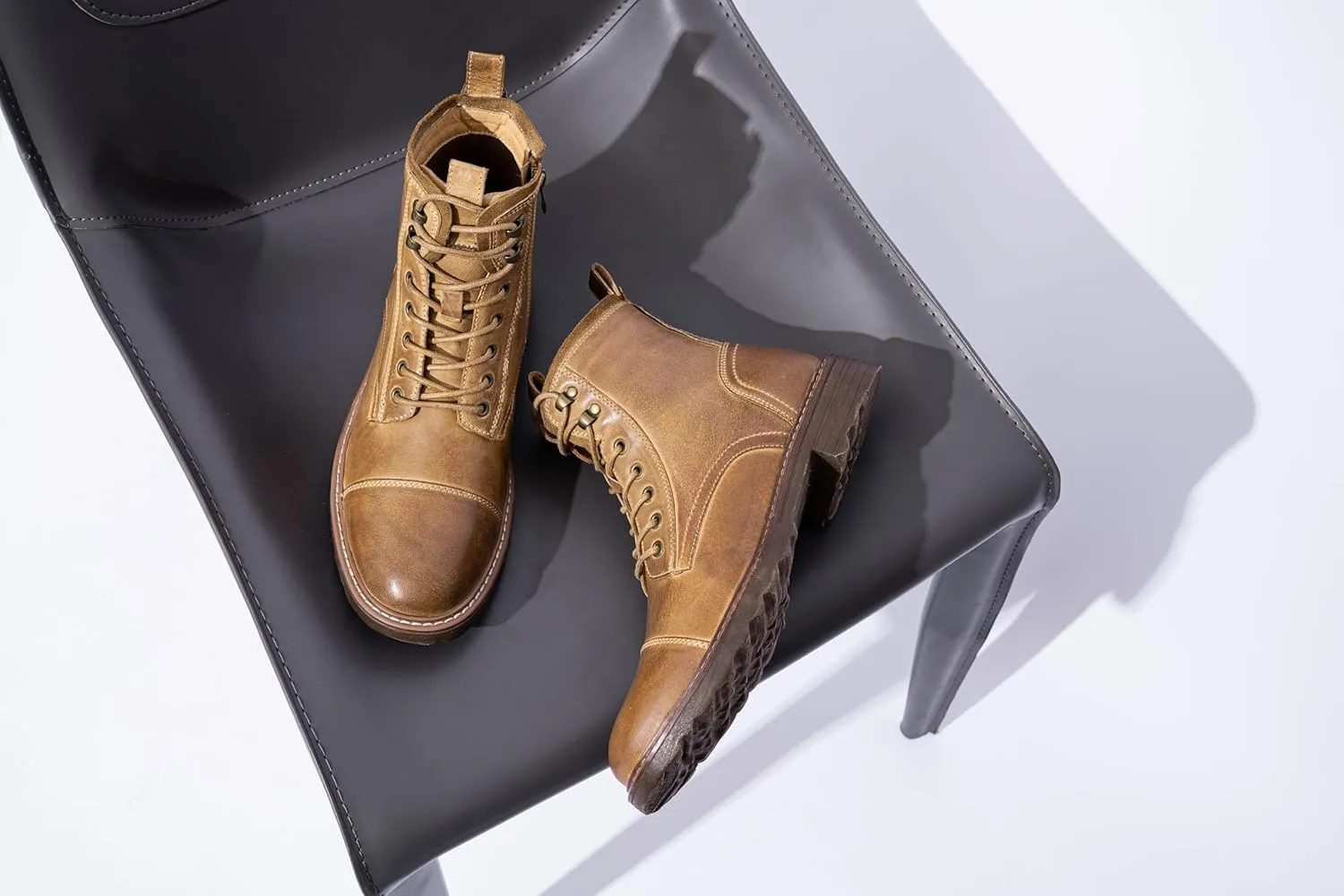 Vostey Mens Boots Motorcycle Casual Boots for Men Zipper Fashion Chukka Boots Mens