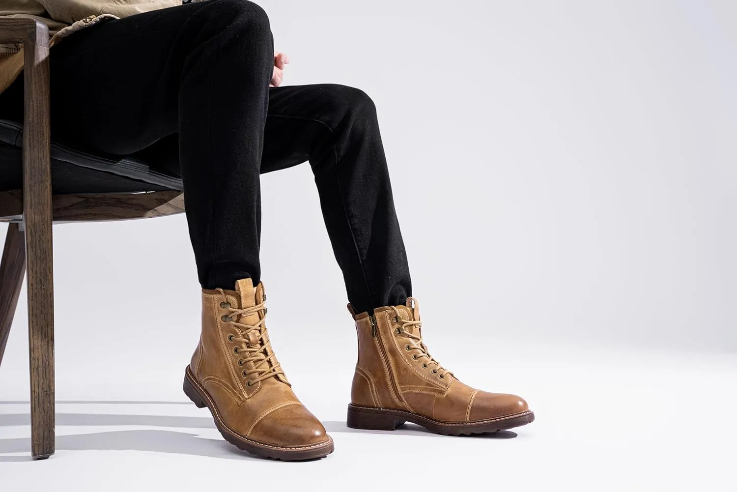 Vostey Mens Boots Motorcycle Casual Boots for Men Zipper Fashion Chukka Boots Mens
