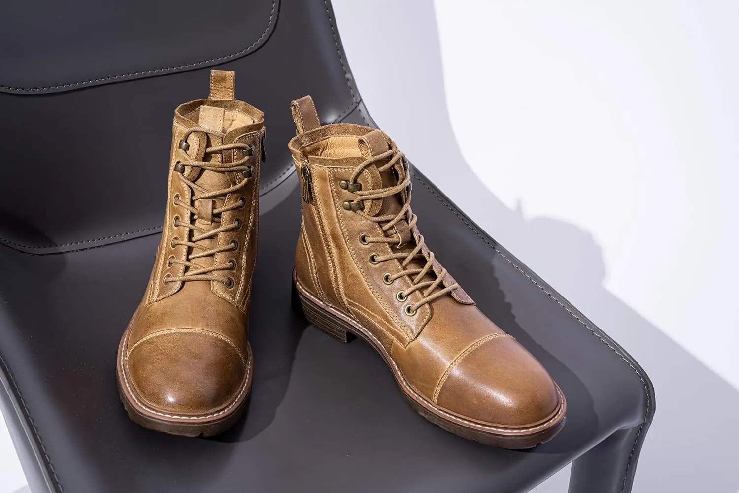 Vostey Mens Boots Motorcycle Casual Boots for Men Zipper Fashion Chukka Boots Mens