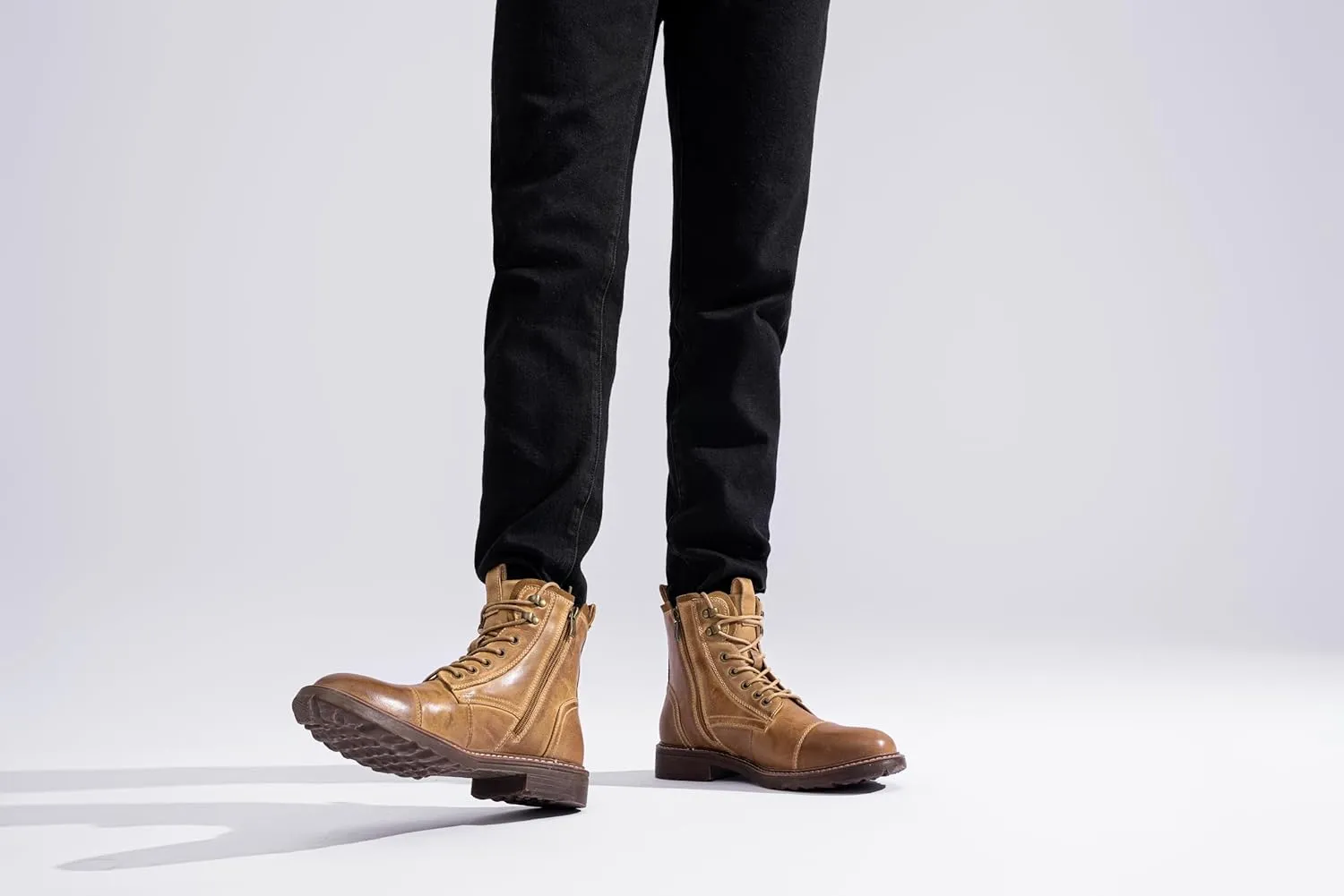 Vostey Mens Boots Motorcycle Casual Boots for Men Zipper Fashion Chukka Boots Mens