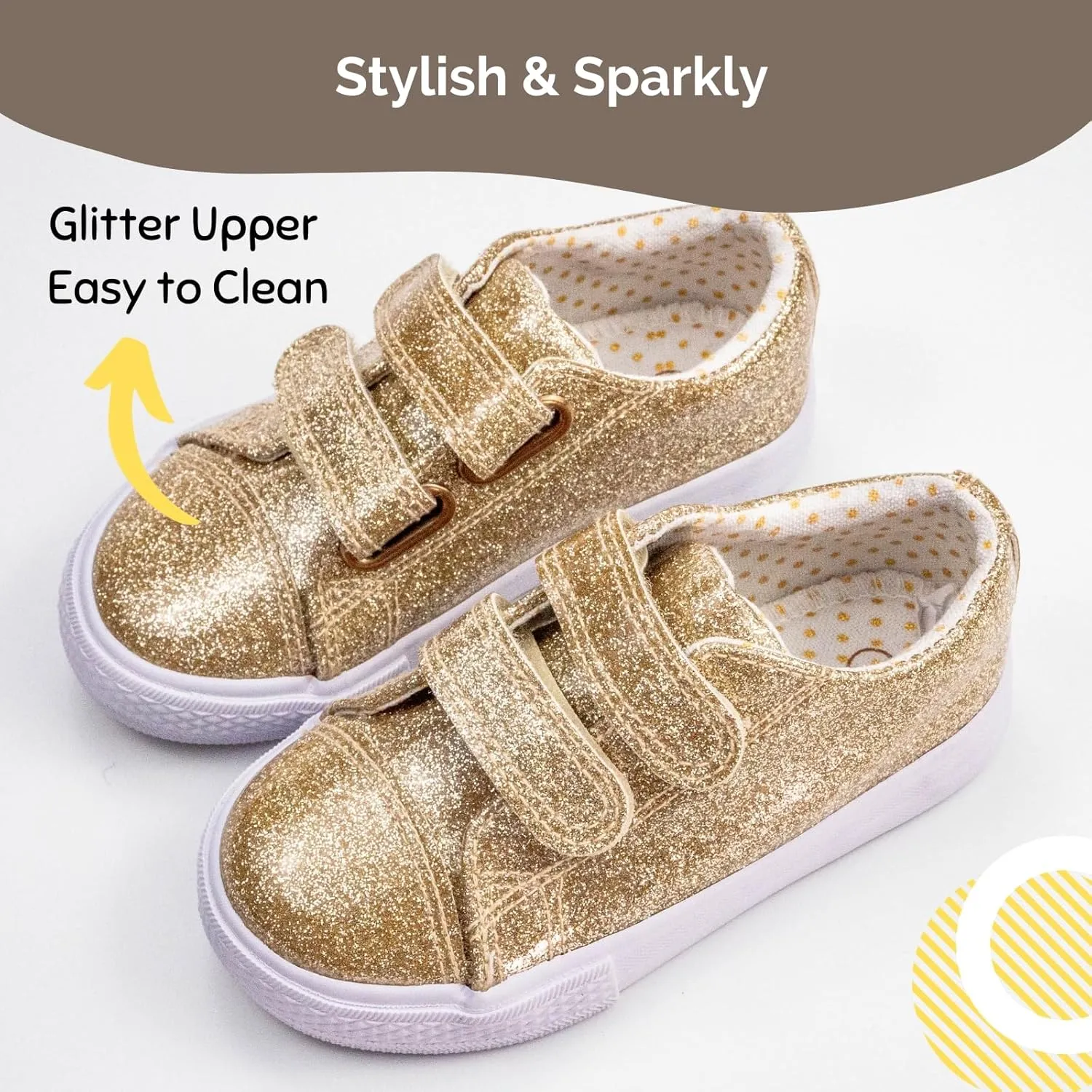 waddle wonder Toddler Glitter Low Top Double Strap Shoes for Boys & Girls, Hook and Loop Laceless Flat Sneaker