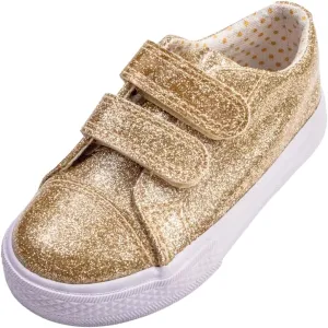 waddle wonder Toddler Glitter Low Top Double Strap Shoes for Boys & Girls, Hook and Loop Laceless Flat Sneaker