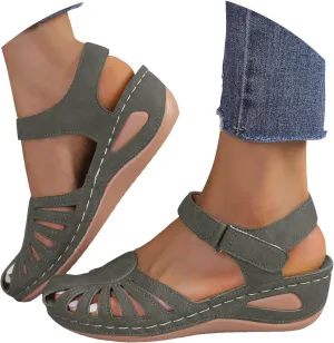 Wedge Sandals For Women 2025 Summer Closed Toe Solid Color Ankle Strap Platform Wedge Shoes Stylish Breathable Casual Low Wedges Walking Strappy Slip on Sandals