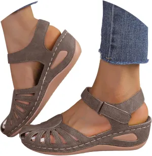 Wedge Sandals For Women 2025 Summer Closed Toe Solid Color Ankle Strap Platform Wedge Shoes Stylish Breathable Casual Low Wedges Walking Strappy Slip on Sandals