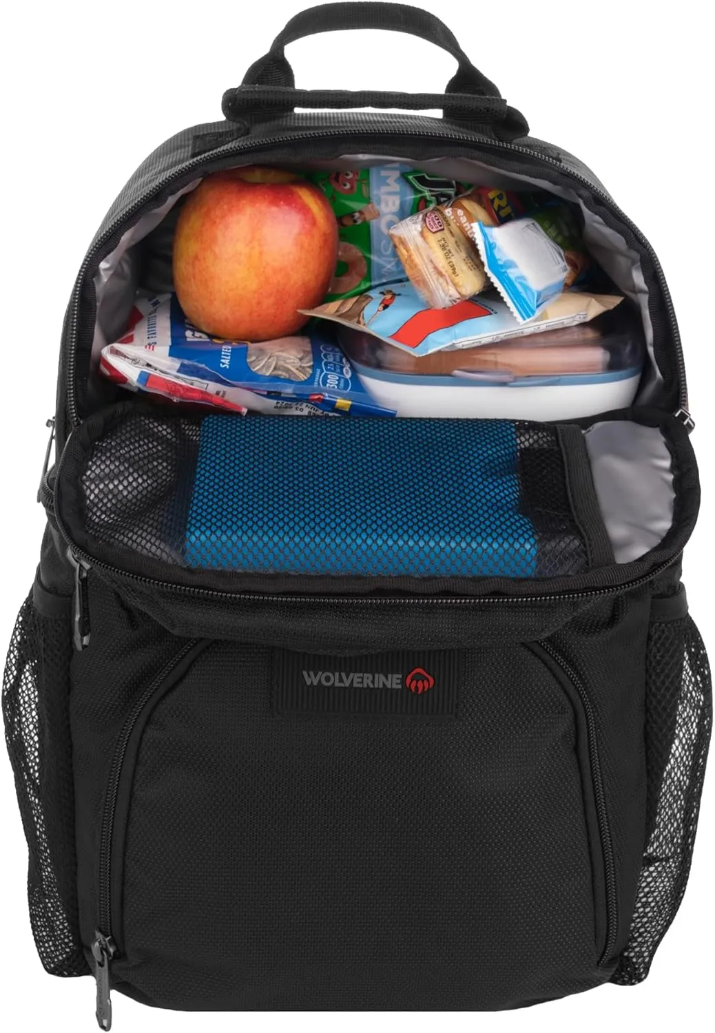 Wolverine 36 Can Cooler Backpack with Durable Nailhead Nylon, Dual Compartment Cooler & Dry Storage, Padded Mesh Back Panel, & Exterior Water Bottle Pockets