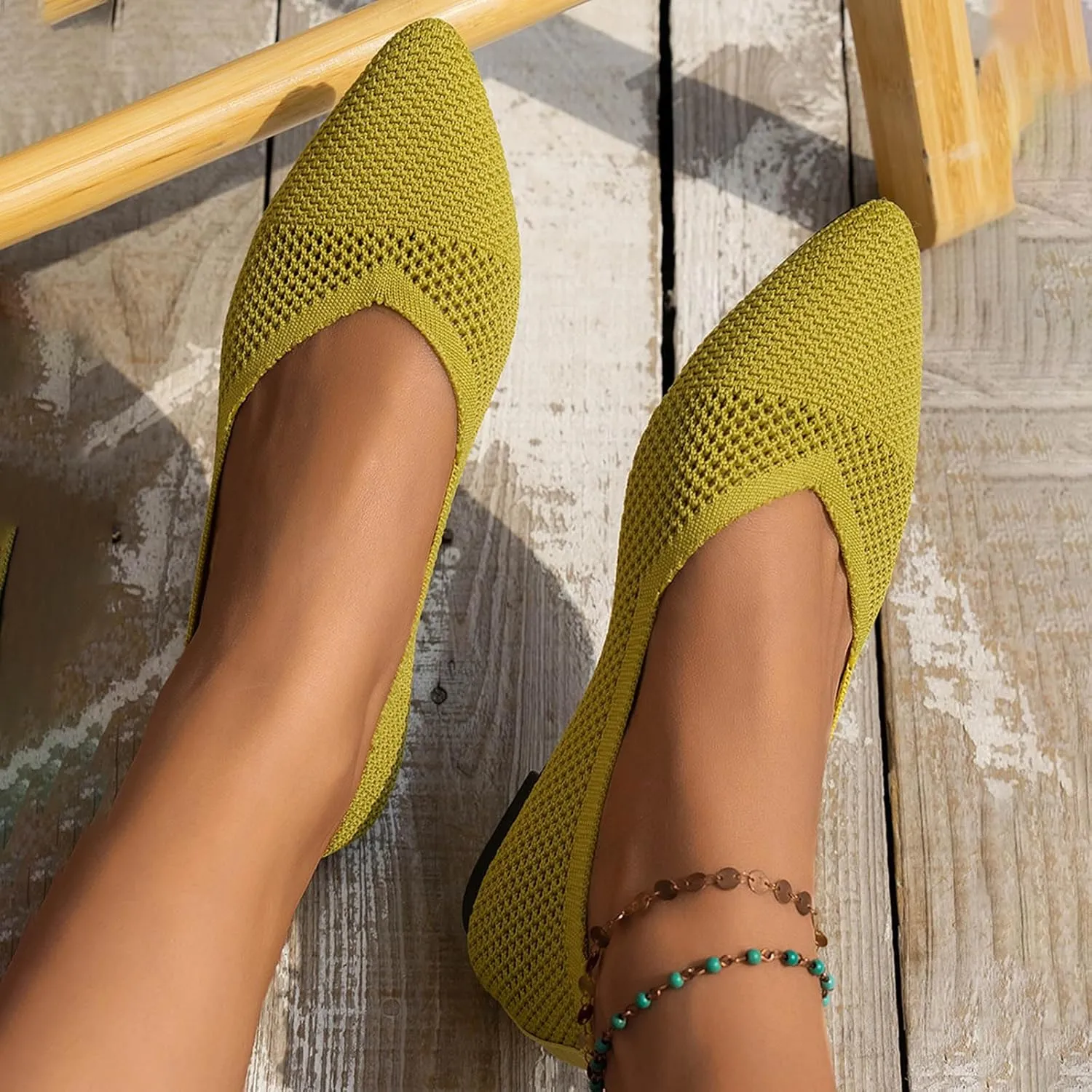Women Sandals, Women's Flats Shoes Comfortable Dress Sandal Pointed Toe Flats Ballet Mesh Knit Flat Dressy Casual Shoe