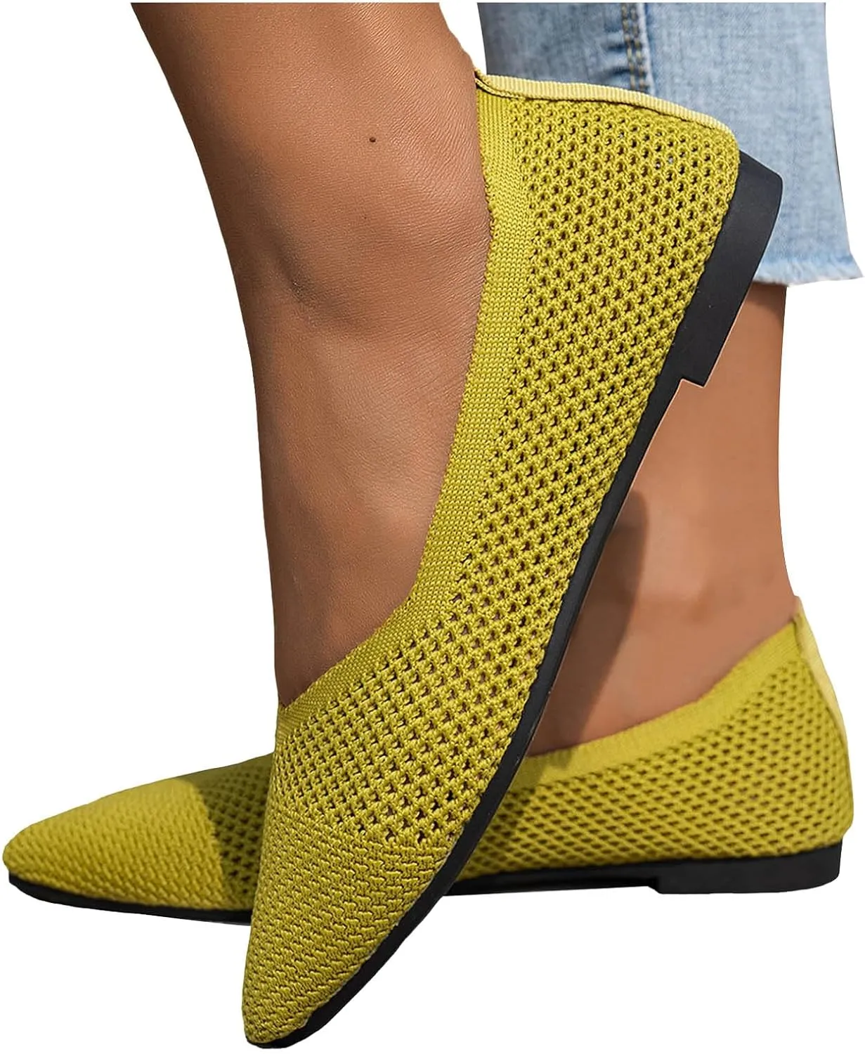 Women Sandals, Women's Flats Shoes Comfortable Dress Sandal Pointed Toe Flats Ballet Mesh Knit Flat Dressy Casual Shoe