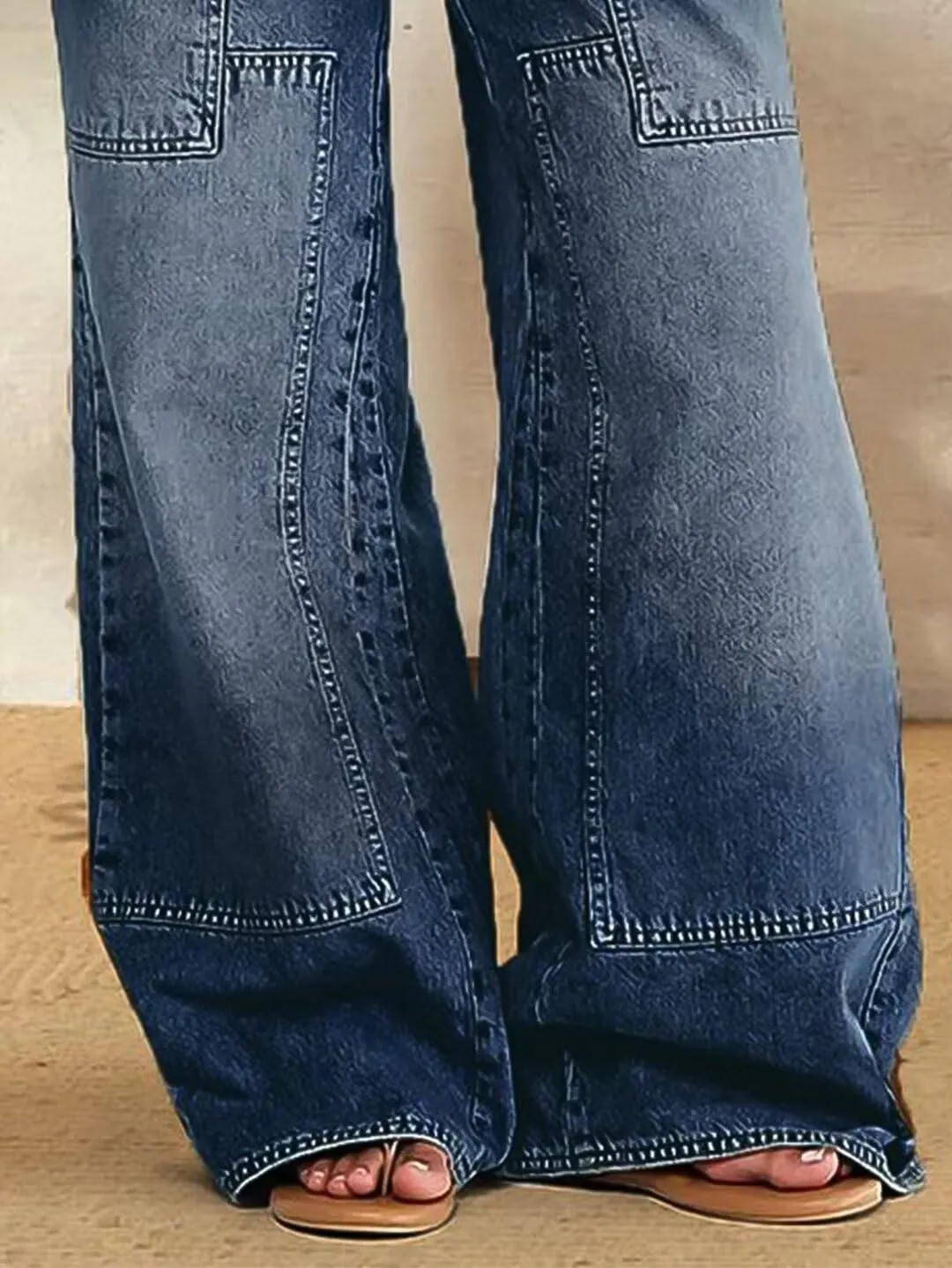 Women Wide Leg Jeans Elastic Mid Waist Belt Baggy Jeans Loose Casual Boyfriend Y2K Denim Pants with Pockets