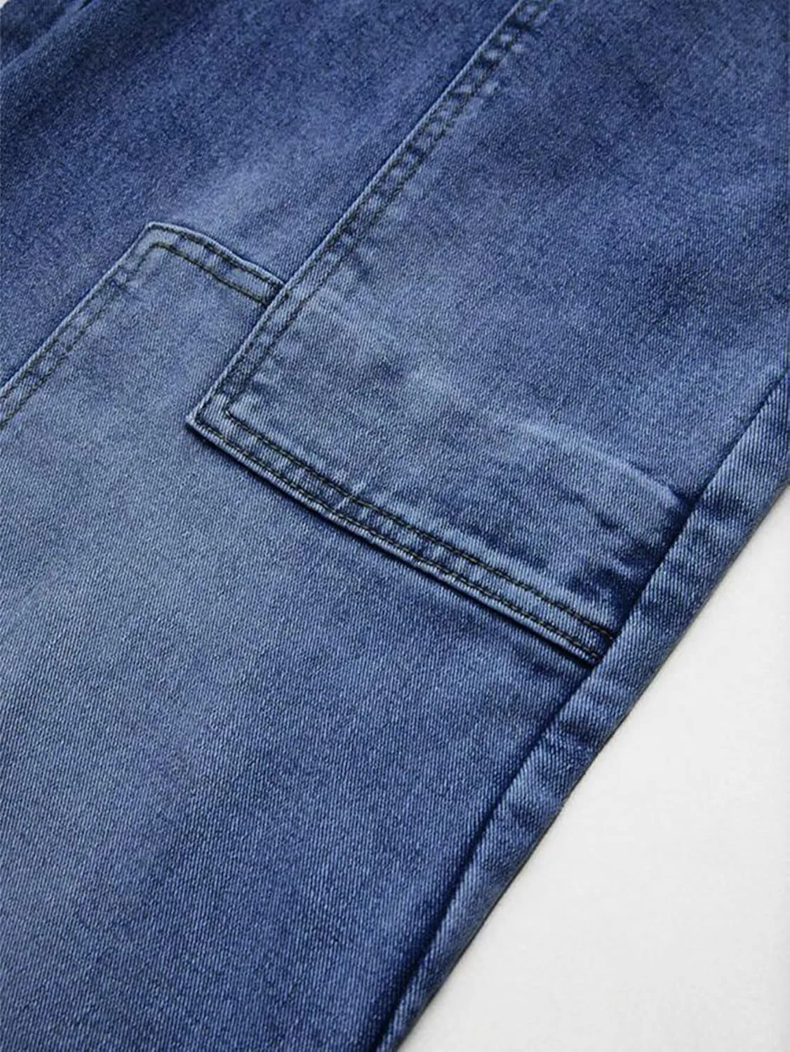 Women Wide Leg Jeans Elastic Mid Waist Belt Baggy Jeans Loose Casual Boyfriend Y2K Denim Pants with Pockets