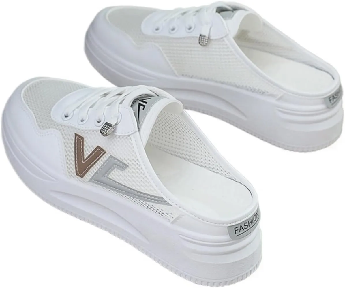 Women's 2025 Summer Height-Increase Sneakers, Breathable Mesh Platform Shoes with Lace-Up Design, Lightweight Casual Shoes for Women