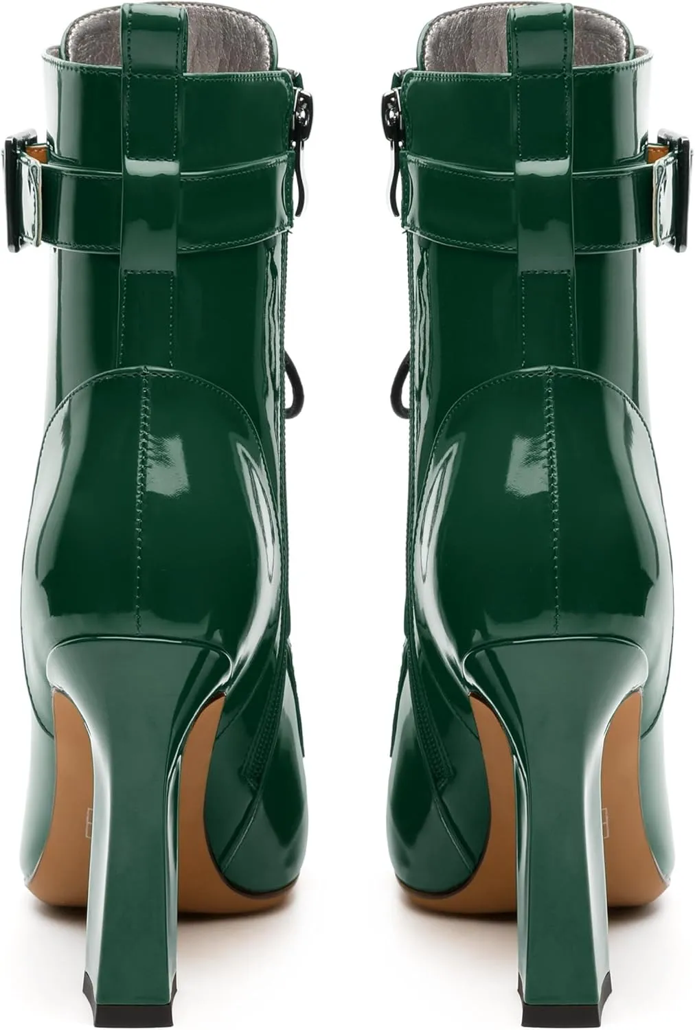 Women's Ankle Boots, Pointed Toe Lace up High Heel Booties, Side Zipper Fashion Solid Short Boot for Women