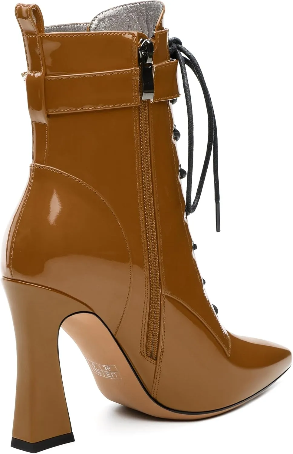Women's Ankle Boots, Pointed Toe Lace up High Heel Booties, Side Zipper Fashion Solid Short Boot for Women