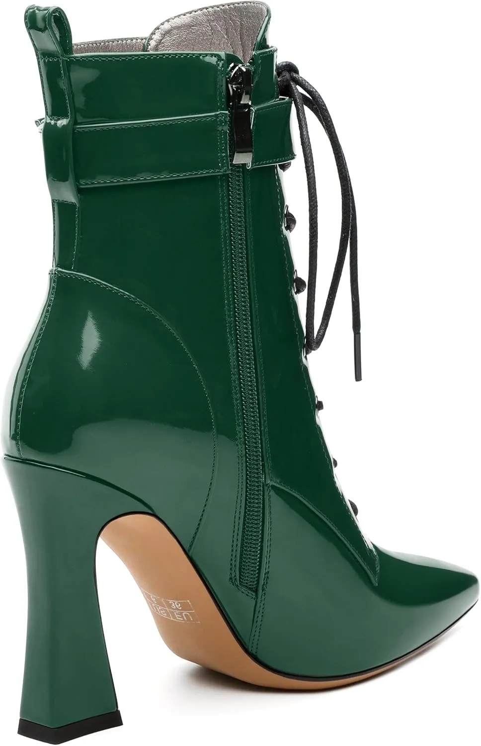 Women's Ankle Boots, Pointed Toe Lace up High Heel Booties, Side Zipper Fashion Solid Short Boot for Women
