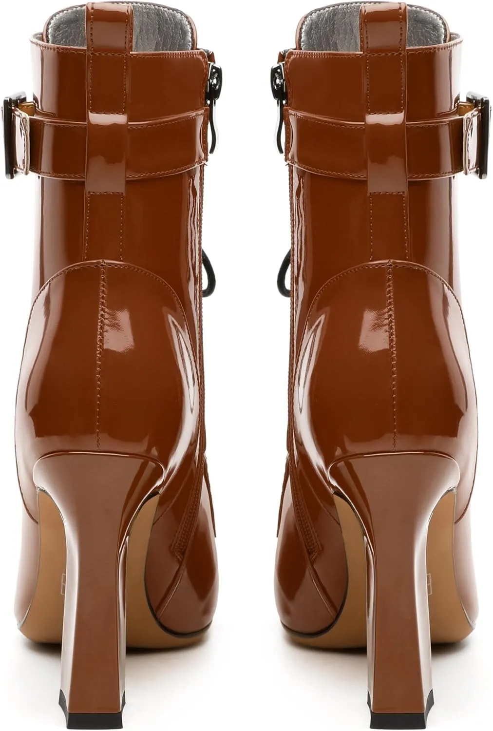 Women's Ankle Boots, Pointed Toe Lace up High Heel Booties, Side Zipper Fashion Solid Short Boot for Women