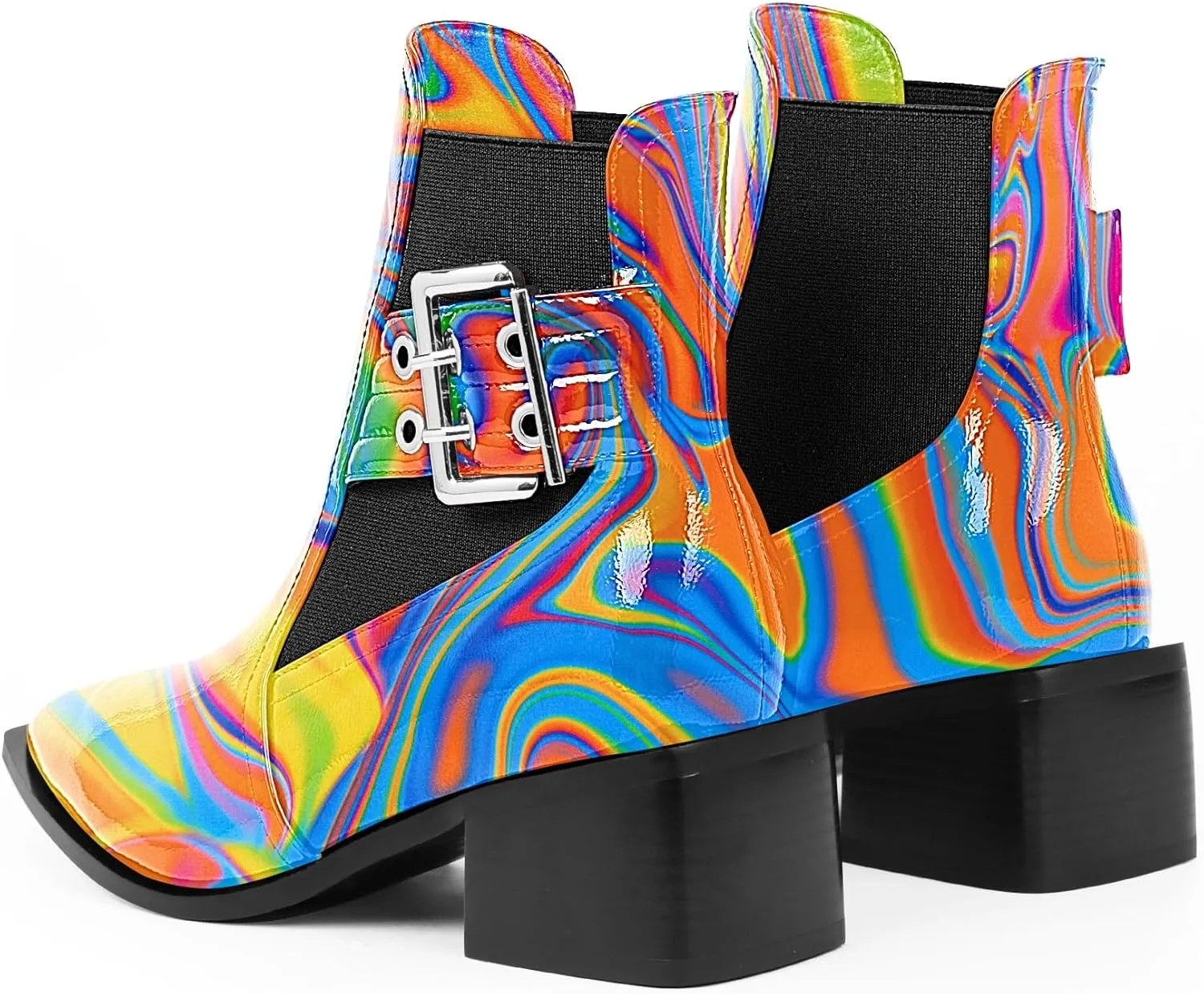 Women's Block Chunky Low Heel Ankle Boots Buckle Strap Booties