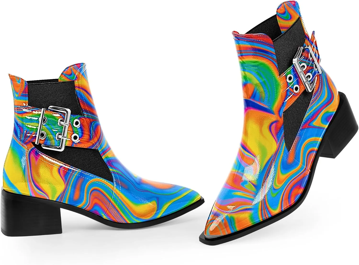 Women's Block Chunky Low Heel Ankle Boots Buckle Strap Booties