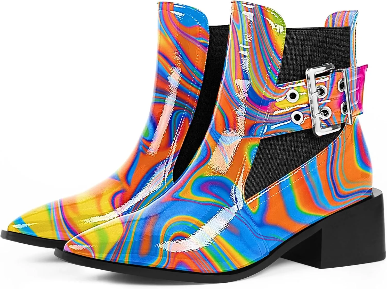 Women's Block Chunky Low Heel Ankle Boots Buckle Strap Booties